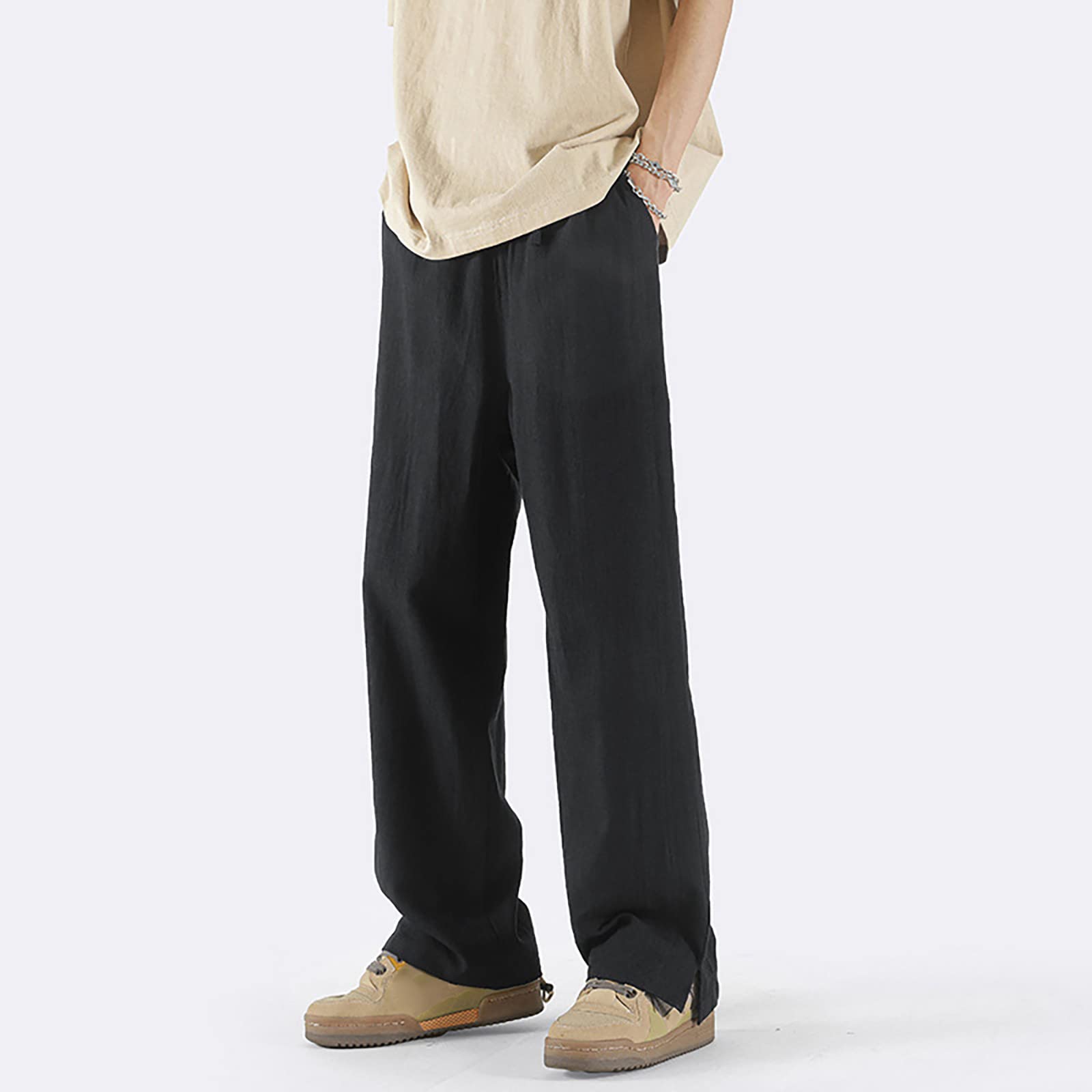 Pantaloni Casual Elegante Bloomers da Uomo Larghi in Cotone Dritto Pantaloni Casual Estivi da Uomo Pantaloni Traspiranti da Uomo Pantaloni da Lavoro Invernali