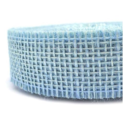 finemark - Cinta Decorativa de Yute, Cinta de Regalo, 4 cm, Cinta de Rejilla, Lazo de Yute Natural, sostenible para Navidad, Pascua, Paquete de Regalo, Azul Claro, 25 m x 4 cm