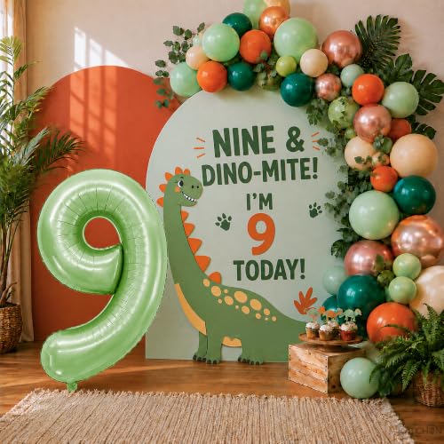 Image of KatchOn, Sage Green Number 9 Balloon For Birthday Decorations - 40 Inch