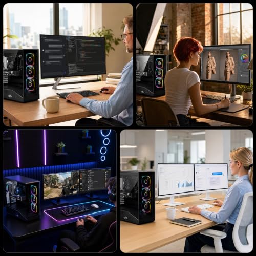 Image of NIMO Gaming-Desktop, GeForce RTX-5060 8GB Intel i5-14400F(Up to 3.6GHz beat i7-11700) 16GB DDR5, 1TB SSD, 650W 80+ Gold PSU ARGB Fan x4, Prebuilt PC Business & AI Creation Digital Nomads Streaming