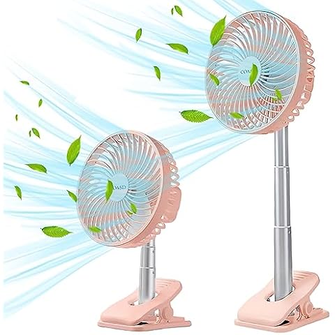 COASD Portable Clip On Fan, 8000mAh Desk Fan, USB Rechargeable Personal Fan, Small Table Fan with Clamp, 2 Speed Timing 4 Speeds Quiet Mini Fan for Office Bedroom Camping Stroller (pink) Cover