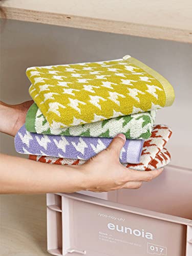 Bathroom Hand Towels 29” X 13”, Ultra Soft Hand Towel Set Houndstooth Pattern, 4 Pack Face Towels For Daily Use, Orange Yellow Green Lilac #TOP6