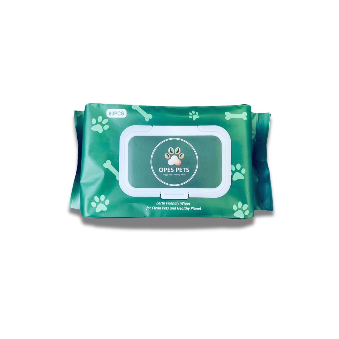 OPES PETS Pet Grooming Wipes, Suitable for Sensitive Skins, Alcohol & Fragrance Free, 80 Count