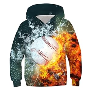 AIDEAONE Boys Girls 3D Print Casual Pullover Hoodies Hooded Sweatshirts Tops Blouse with Pocket Age 6-16