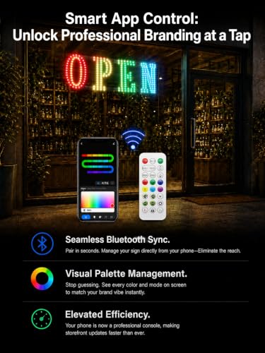 Image of 32 inchx10 inch LED Open Sign for Business - Smart App & Remote Control, Timer, Custom Colors & Brightness - High Visibility for Storefronts, Restaurants, Bars, Salons, Cafes