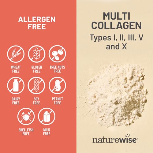 Image of NatureWise Multi Collagen Peptides Pills for Women & Men - Type I, II, III, V, X w /Hyaluronic Acid - Supports Skin, Hair, Joint Health* - Grass Fed, Gluten Free, Non-GMO - 90 Capsules[30 Day Supply]
