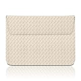 Miwasion Woven Fabric Laptop Sleeve Bag 15-15.3 inch,Compatible with 15 inch M2 2023 A2941/Pro Retina 15 A1990 A1707,Chromebook,HP,14-15.3 inch Elegant Leather Laptop Case Notebook,Beige