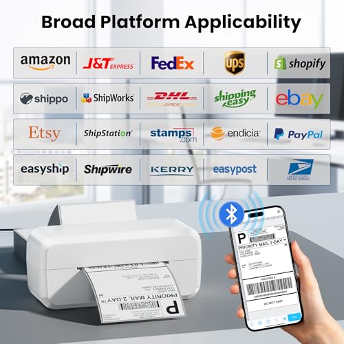 undefined Bluetooth Thermal Label Printer, Shipping Label Printer for 4x6 Shipping Packages & Small Business, Compatible with IOS, Android, Windows and Mac, Widely Used for Ebay, Amazon, Shopify, USPS (White) の商品画像 5