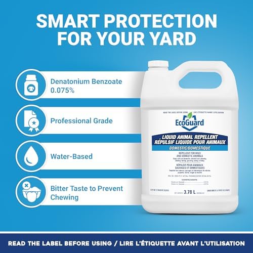 EcoGuard Home And Cottage Liquid Animal Repellent 3.78L | Bitter Anti Chew Spray with Bitrex, For Wild And Domestic Animals | Helps Deter Raccoons, Rabbits, Skunks, Squirrels, Coyotes, Mice, Rats And Other Nuisance Pests | Yard, Home & Garbage Protection | SPRAYER NOT INCLUDED - 5