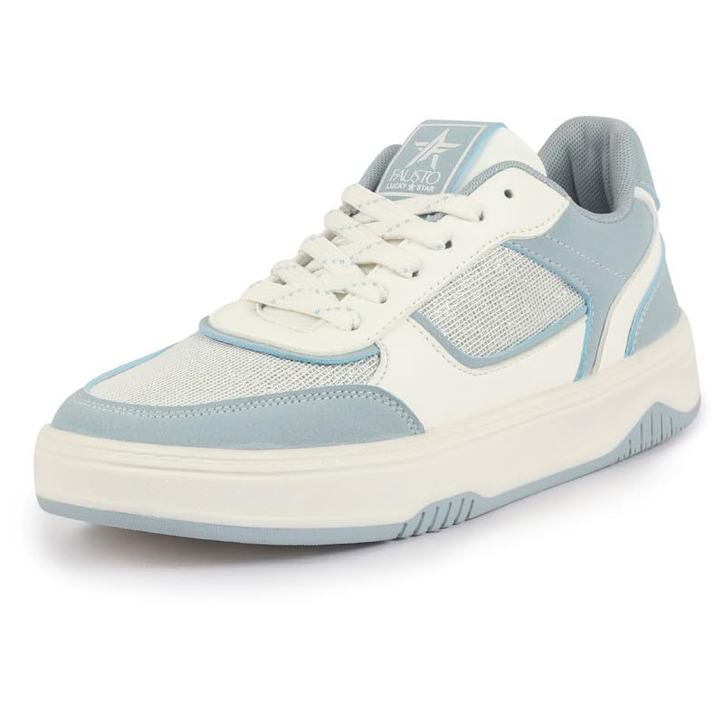 Image of FAUSTO Women Colorblocked Low Top Casual Shoes | Shimmery Lace-up Party Sneakers | Memory Cushioned Insole