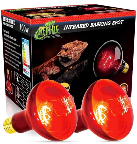 MISDOOD Red Reptile Heat Lamp Bulb 100W Infrared Heat Emitter Red Heat Lamp for Reptile Amphibian Infrared Basking Spot Light Bulb 2PCS