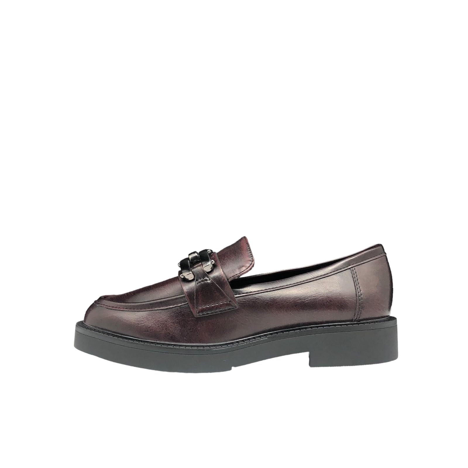 MARCO TOZZI Women's Elegant Loafers with Buckle, Bordeaux Brush, 4 UK