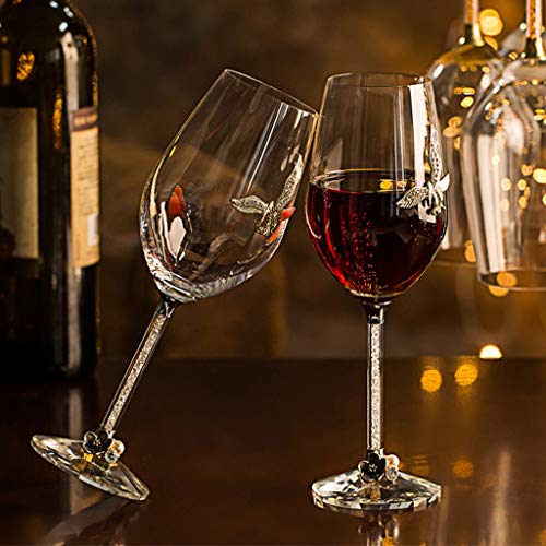 Copas de champán de cristal transparente con mango de vino alargado 4