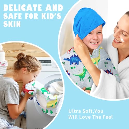 Image of Dinosaur Boys Beach Towel with Hoodie for Kids Toddlers Age 4-8,Dino Blue Bath Towels Shower Wrap for Boys, Hooded Poncho Beach Blanket for Pool Swimming Cute Wearable Bath Towel for Child