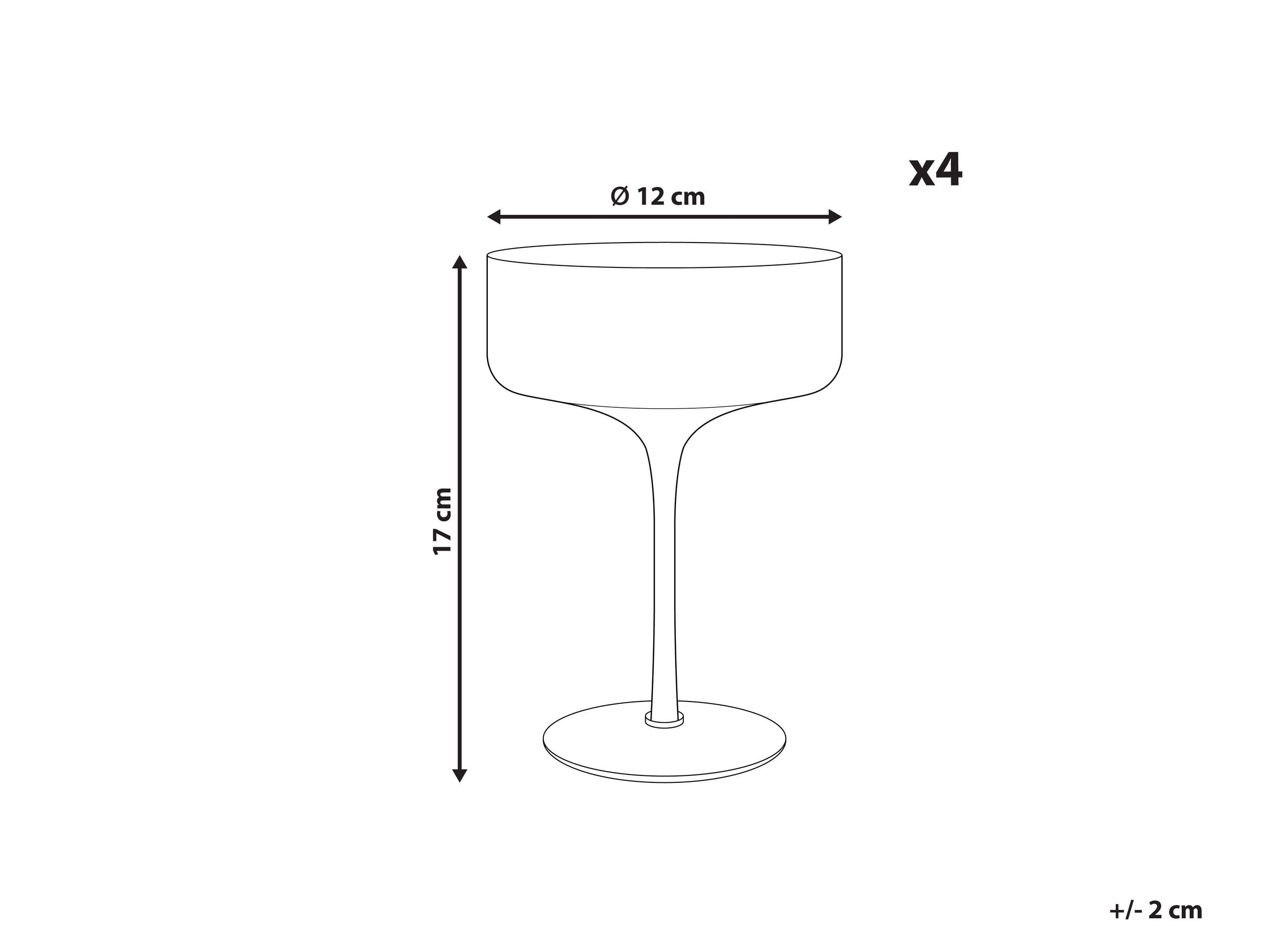 Beliani Set de 4 Soucoupes à Champagne Striées Soufflées à la Main 33 cl Rose Transparent Améthyste