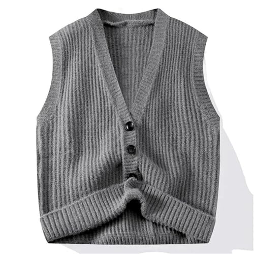 Men's V-Neck Knit Sweater Warm Comfortable Vest University Style Cardigan Sweater Vest3
