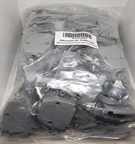 Capucha para DB-25 pines en plástico gris resistente con kit de tornillos cortos 50 uds 3