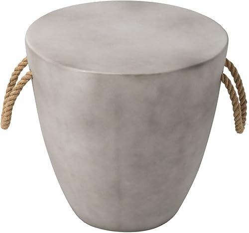 Miniatura 8 de Mesa auxiliar de tambor de hormigón, mesa auxiliar con escritorio de madera sintética, mesa auxiliar decorativa, taburete de plantas para decoración