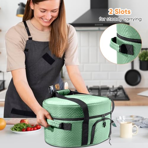 Image of Insulated Slow Cooker Carrying Bag for 6-8 Quart CrockPot and Hamilton Beach Slow Cooker with See-thought Window, Portable Carrier Case with Adjustable Band and Accessory Pocket