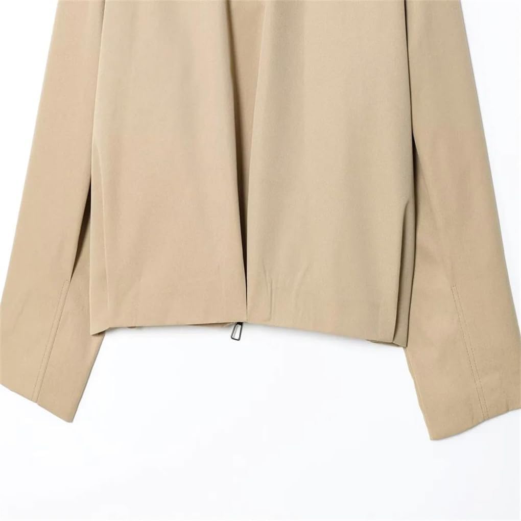 Women's Stand Collar Zipper Straight Short Solid Color Jackest