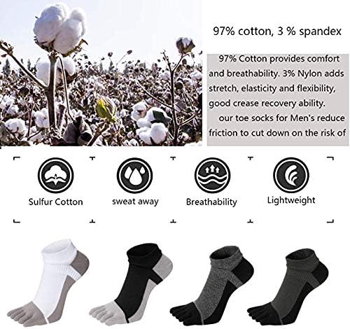 VWELL Toe Socks for Men Women Running Ankle Cotton Five Fingers Design Low Cut Athletic 4 Pairs Size 8-11 - Image 4