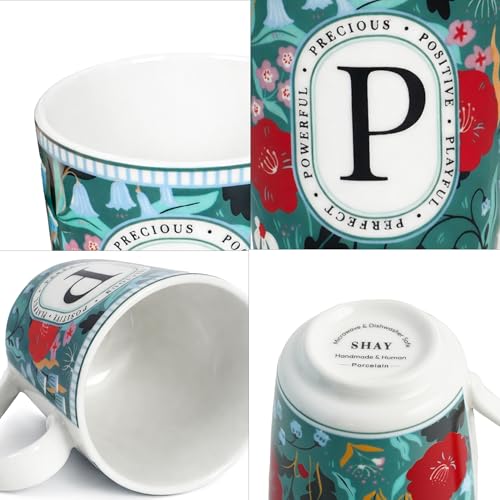 Image of Shay Alphabet Mug, 1 Pc, P, 300ml | Ceramic Mug |Glossy Finish | Ceramic Coffee Cup | Porcelain | Microwave Safe (Alphabet Mug - P)