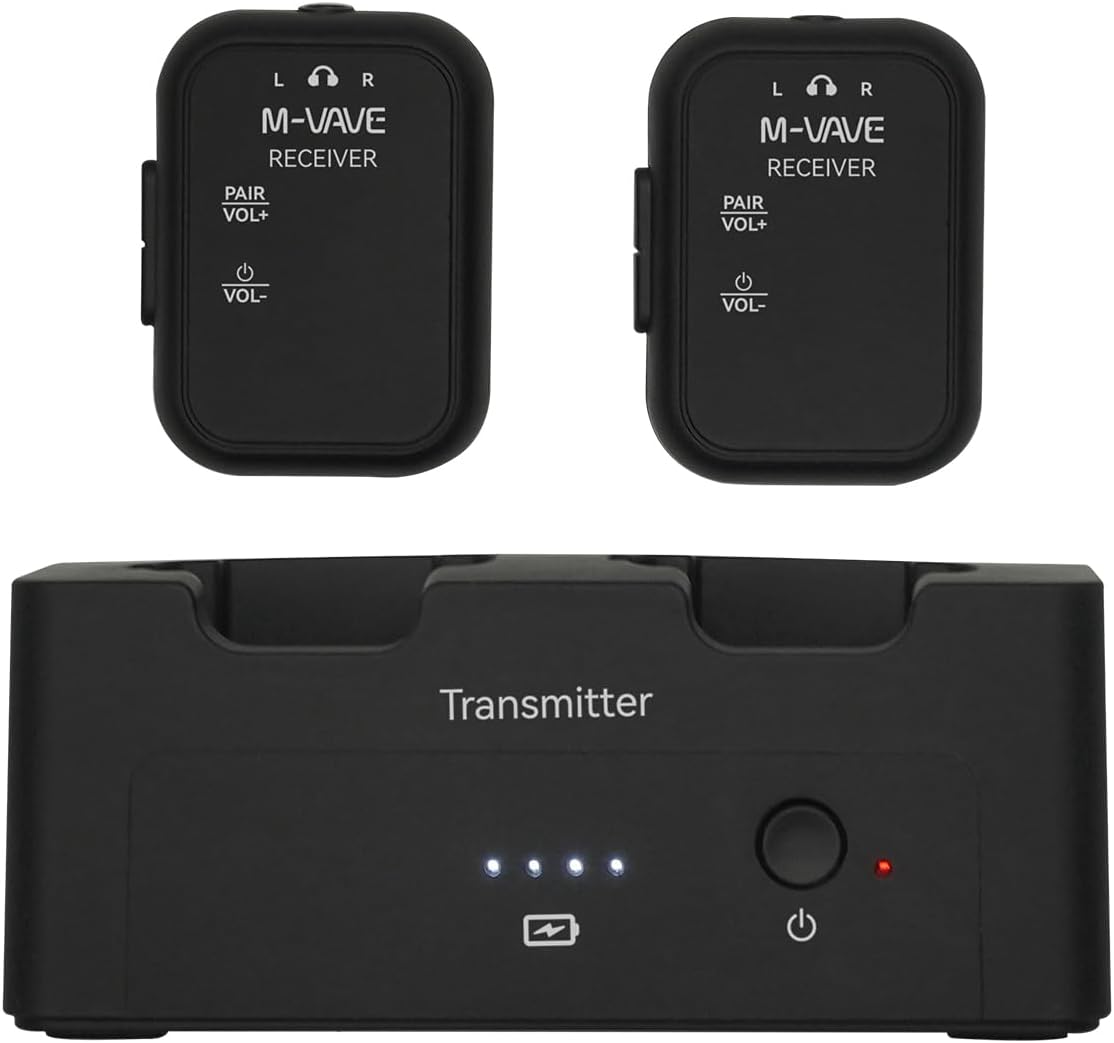 Sistema de monitor intrauditivo inalámbrico de 2,4 GHz Transmisor Receptor Emparejamiento automático, sistema IEM estéreo de 2,4 G Intrauditivo de baja latencia Estudio de guitarra Actuación en vivo SWS-12 Uno a más