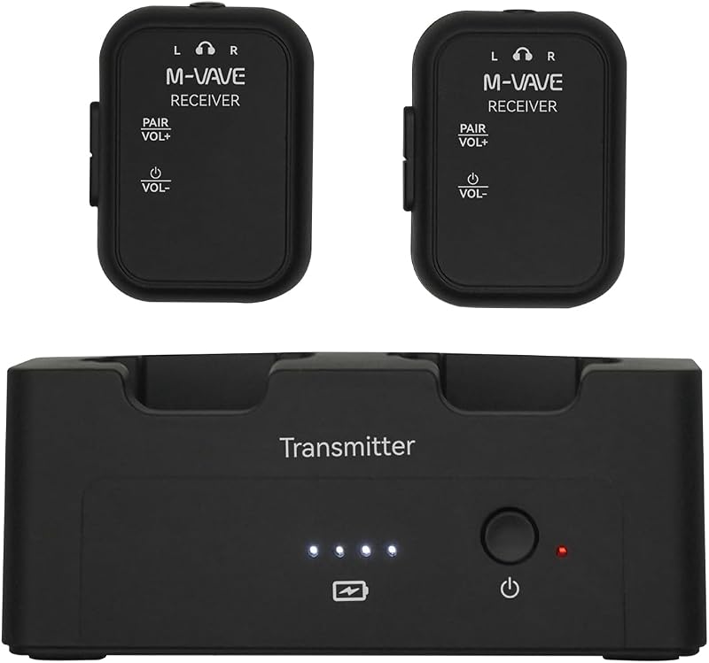 Sistema de monitor intrauditivo inalámbrico de 2,4 GHz Transmisor Receptor Emparejamiento automático, sistema IEM estéreo de 2,4 G Intrauditivo de baja latencia Estudio de guitarra Actuación en vivo SWS-12 Uno a más