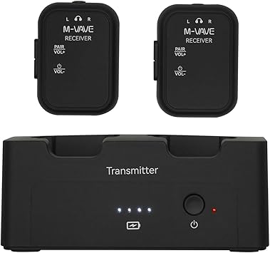 M-VAVE 2.4GHz Wireless in-Ear Monitor System Transmitter Receiver Auto-Pairing, 2.4G Stereo IEM System Low Latency in-Ear Guitar Studio Live Performance SWS-12 One to More