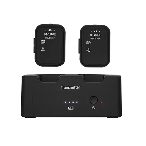 M-VAVE 2.4GHz Wireless in-Ear Monitor System Transmitter Receiver Auto-Pairing, 2.4G Stereo IEM System Low Latency in-Ear Guitar Studio Live Performance SWS-12 One to More