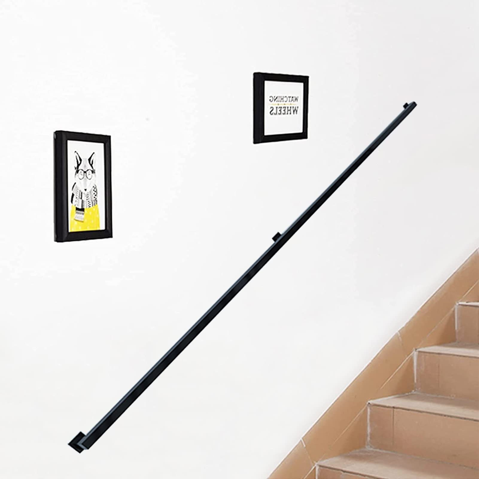 Rampe d'escalier en tube carré noir de 30 à 600 cm pour protection murale intérieure