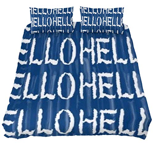 Eslifey Hello Arrange Parure de lit 3 pièces avec housse de couette 150 x 200 cm