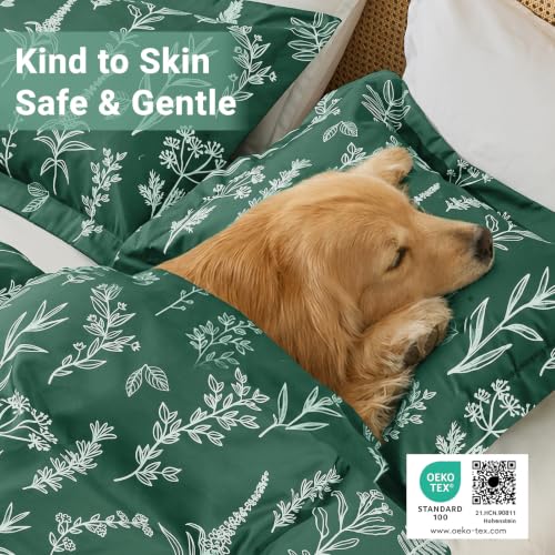 MUXHOMO Duvet Cover Queen Size, 3-Piece Floral Forest Green Bedding Set by MUXHOMO - Used condition - Image 3