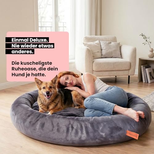 Wahre Tierliebe Orthopädisches Hundebett Deluxe für Kleine bis Große Hunde - Made in Germany - Waschbar & Formstabil - Flauschiges Hundekörbchen mit Hohem Rand für Sicherheit & Geborgenheit