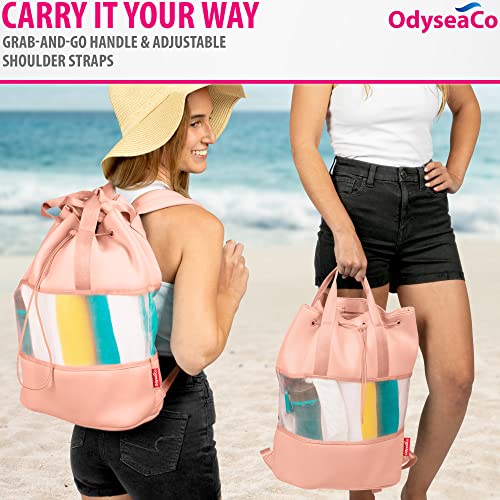 Odyseaco Beach Backpack Lightweight Pink Beach Bags For 