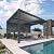 PURPLE LEAF Louvered Pergola 94AS 11' x 14' Outdoor Aluminum Pergola with Fixed Shutter Wall Adjustable Roof for Deck Backyard Grey Hardtop Gazebo, 1 Long Side