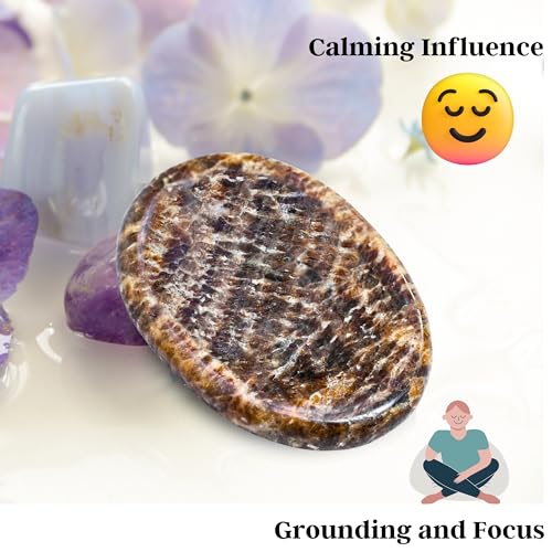 Image of Amazing Gemstone Aragonite Worry Stone Crystals and Healing Stones - Worry Stones for Stress Relief Gift - Piedra Crystal Fidget for Meditation, Relaxation - Unique Stocking Stuffers & Birthday Gifts