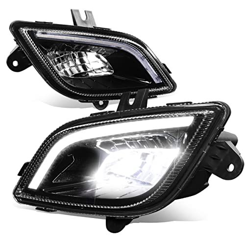 Auto Dynasty Full LED Fog lights Compatible with 2018-2024 Freightliner Cascadia, 3D LED DRL Front Bumper Driving Fog Light Lamps, Driver and Passenger Side, Black Housing