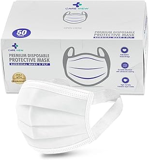 N95 3 Ply Disposable Surgical Face Mask Box with Fabric Earloop and Built in Nose Pin, Certified by BFE>99% and PFE > 95%, SITRA, DRDO, ISO and CE (Pack of 50, White, Withoyt Valve)