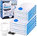 Bolsas de Vacío Ropa 12 Piezas 6L 80x60cm, 6S 60x40cm, con Bomba Eléctrica...