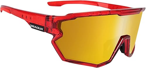 Vista 41 de Gafas de sol deportivas Gafas de ciclismo Gafas polarizadas rosadas Gafas de béisbol con 3 lentes, pesca, esquí, correr, golf