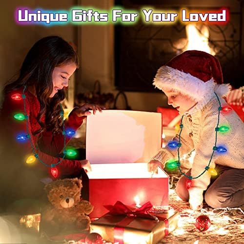 Dilabnda LED Bulb Necklace for Kids Adults , Light Up Necklace Flashing Glow in The Dark, Gift for New Year Ugly Christmas Xmas Birthday Wedding Rave Carnival Party(2PCS)