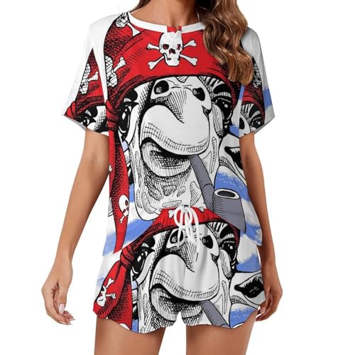 Ensemble de pyjama pour femme à manches courtes imprimé girafe fumant pour nuits d'été