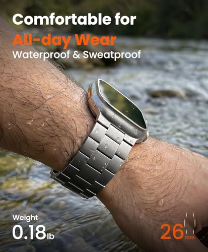 Image of Titanium Watch Band Compatible with Apple Watch Ultra 3 & Ultra 2 1 49mm - 26mm Wide-Body Metal Apple Watch Ultra Band with Scratch Resistant DLC Coating for men - CRNS01 Business Series