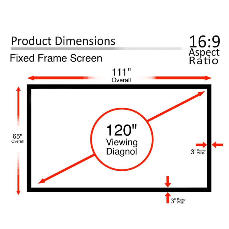 Image of Fixed Frame Projector Screen 16:9 Aspect Ratio, 1.2 Gain Active 3D 4K Ultra HD Projection Screen for Classroom, Office & Home Theater (Bright White 4K, 120 Inch)