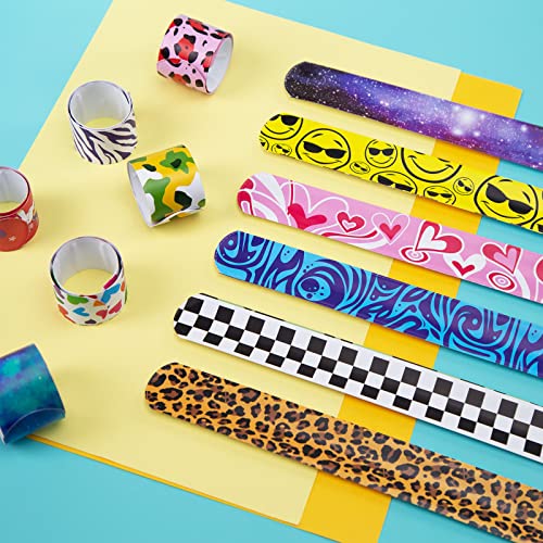 Lovestown Kids Slap Bracelets, 48Pcs Slap Wristbands Snap Bracelets Emotions Camouflage Leopard Print Galaxy For Kids Party Favors Classroom Prizes Birthday Gifts #TOP3