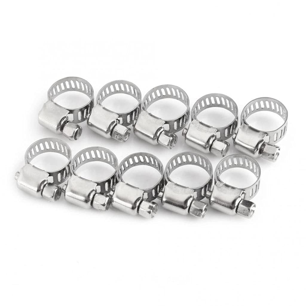10pcs Adjustable Stainless Steel Hose Clamps - Heavy Duty Tri Clamps for Fuel Line, Pipe,Tube Fastening (8mm to 25mm)(8-12mm)