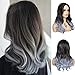Produktbild Braun Blau Gradient Perücke Damen Lang Haarperücke Lockige Gewellte Synthetische Hitzebeständige Perücken Halloween Cosplay Party Karneval 19,6"