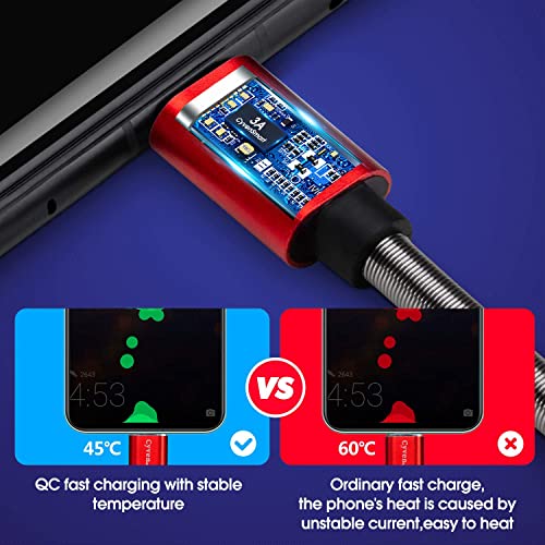 Image of [5Pack 1ft] Compatible with Samsung Galaxy S9 S10 S8 Plus Charger Cord(3A Fast Charging), TPE USB C Type Charger Cable,USB A to Type C Replacement for Samsung A32 /A12 /A10e /A20 /A51 20 /9 /8,LG-Red