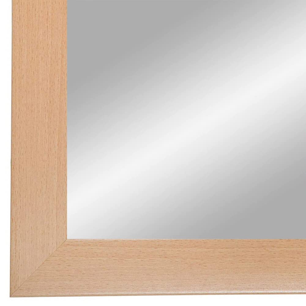 PrimeLuxe Espejo de pared 65 x 65 cm (medida exterior) cuadrado en haya natural | Color y tamaño seleccionables | Espejo de cuerpo entero | Espejo para baño y pasillo | con marco de madera | Fabricado